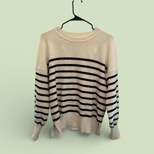 Striped Cream and Black Women's Sweater